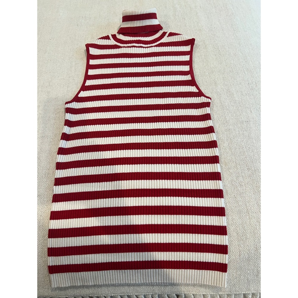 Concept Sleeveless Turtleneck Women Small Red White Excellent Striped Silk Blend
